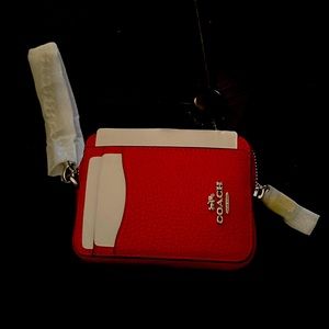 New with tag coach red zip credit card ID holder